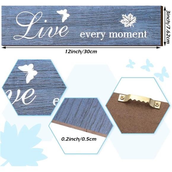 3 Pieces Rustic Wood Sign Wall Decor Live Love and Laugh Quote Sign Farmhouse - Picture 3 of 6